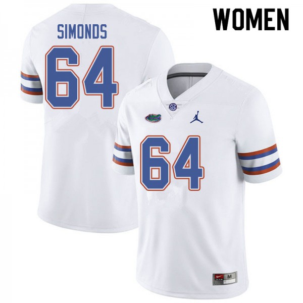 Jordan Brand Women #64 Riley Simonds Florida Gators College Football Jersey White